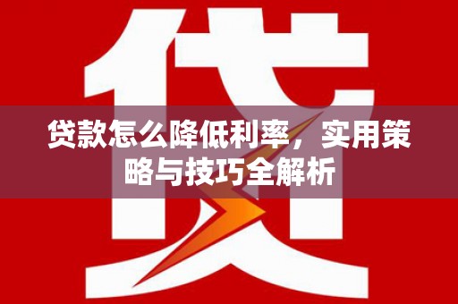 埌东贷款怎么降低利率，实用策略与技巧全解析