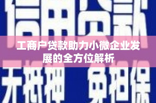 贵溪工商户贷款助力小微企业发展的全方位解析